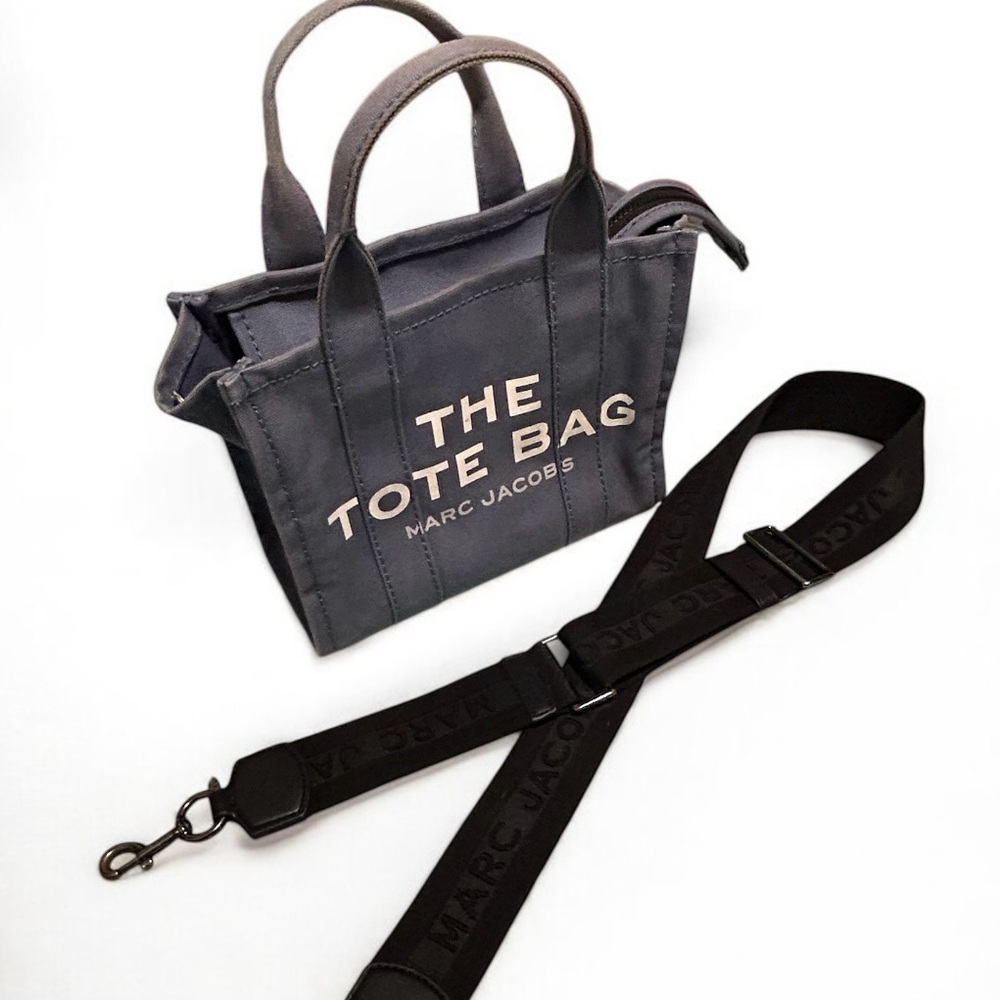 Marc Jacobs The Tote Bag Canvas Mini Tote in Slate blue with Cream Logo - Picture 2 of 16